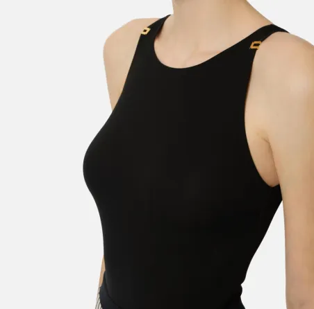 ELISABETTA FRANCHI Body in jersey crêpe con dettagli logo  | Borotalco