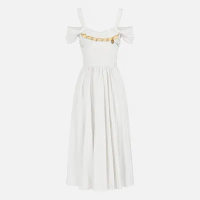 ELISABETTA FRANCHI Abito in cotone stretch con catena gioiello  | Boro
