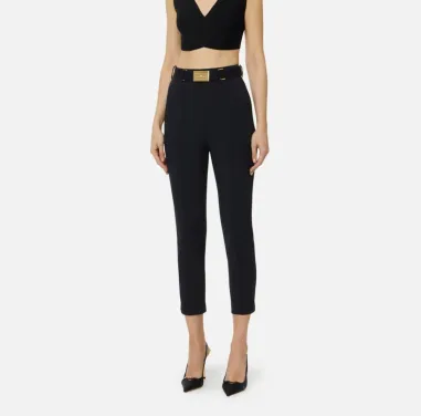 Elisabetta Franchi Pantaloni in tessuto tecnico bielastico con cintura