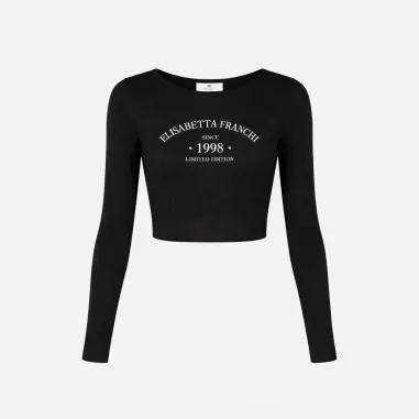 Elisabetta Franchi Top in maglia con logo stampato  | BorotalcoCagliar